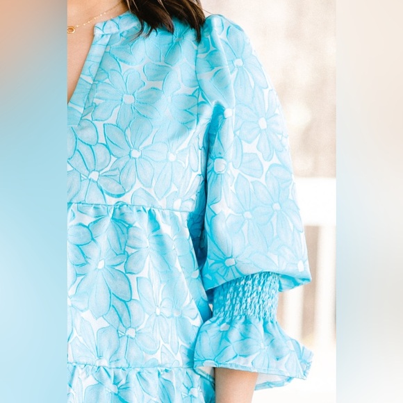 Tuckernuck Pomander Place Blue Daisy Jacquard Kenzo Dress - Picture 2 of 7